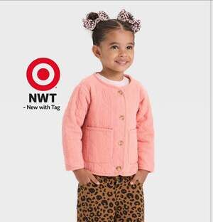 Toddler Girls' Quilted Gauze Jacket - Coral Pink (3T)